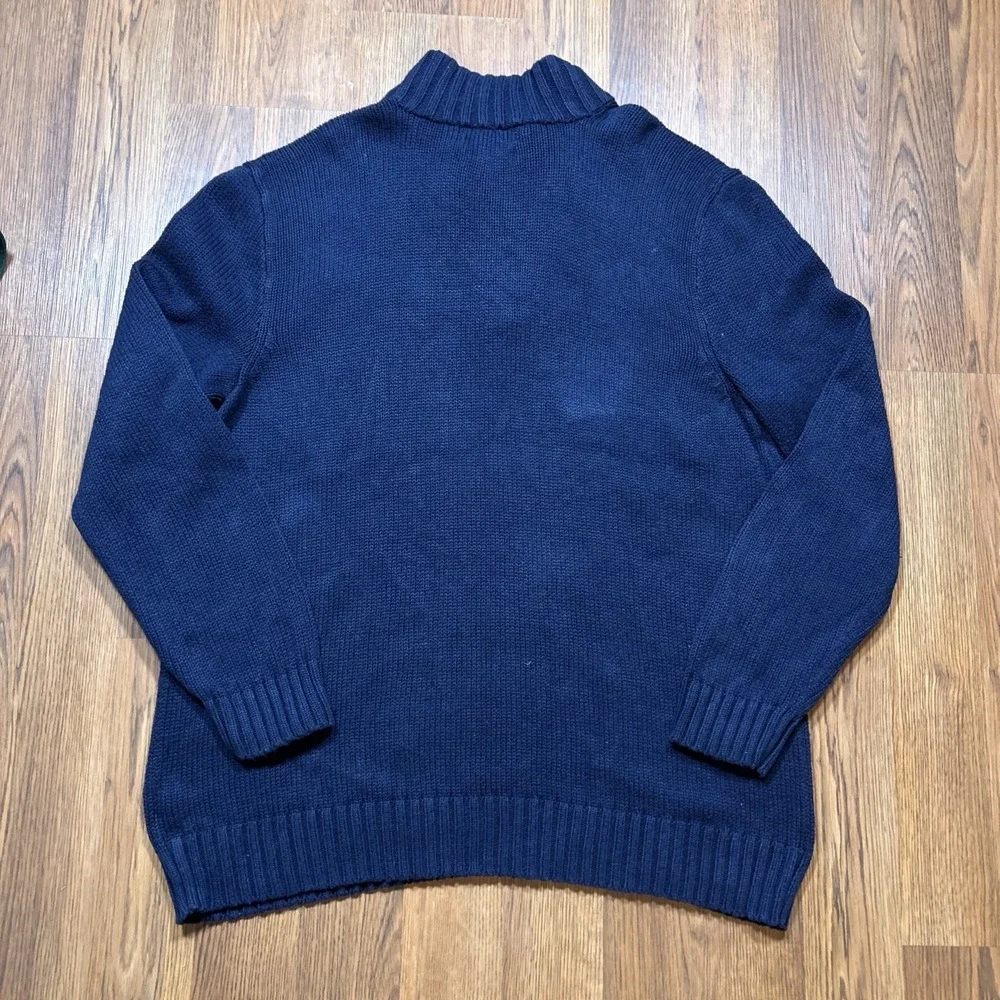 Polo Ralph Lauren Cotton Knit 1/4 Zip Navy Blue Sweater Men's Size 2XLT‎